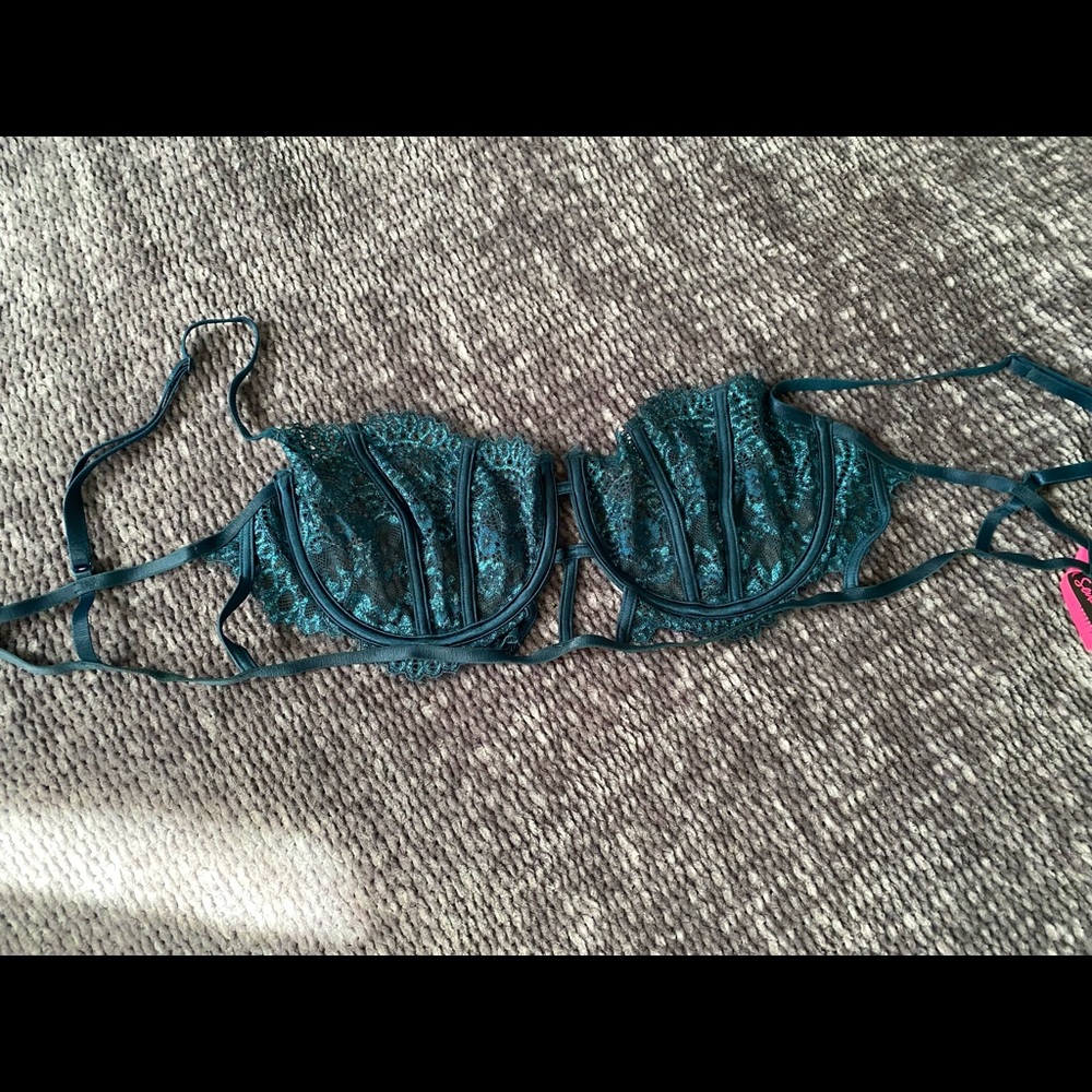 Glittery teal unlined bra